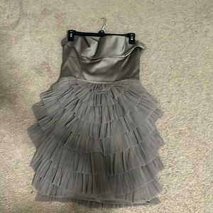This is a formal strapless dress that is great for any occasion.